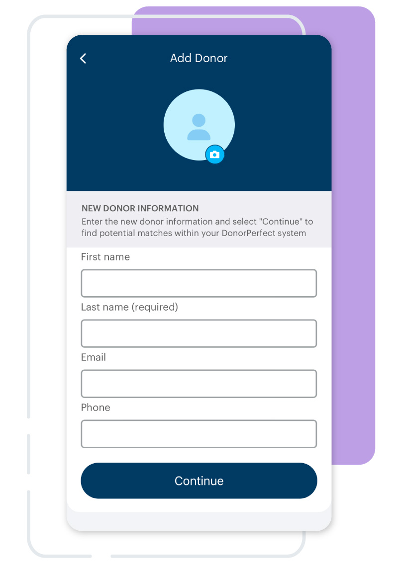 DonorPerfect Mobile App Add donor