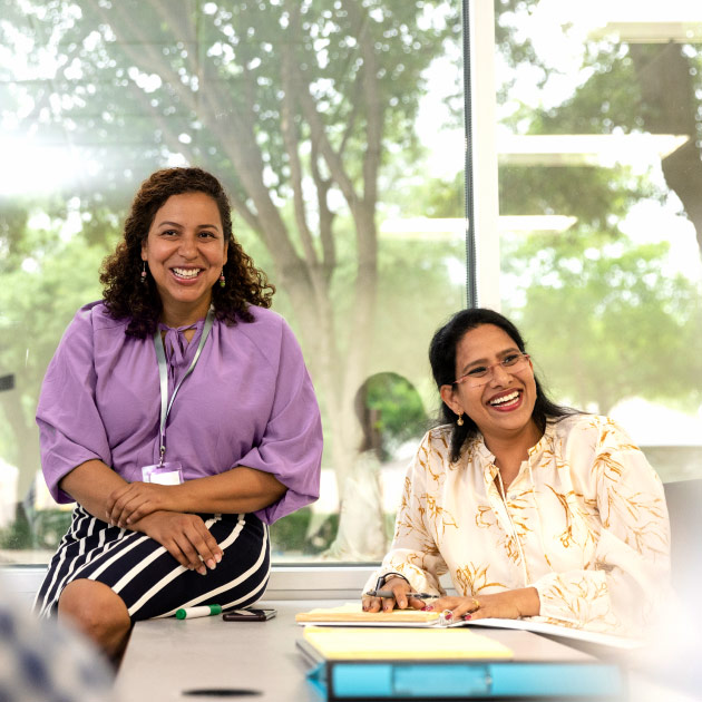 two nonprofit employees engaging in professional development