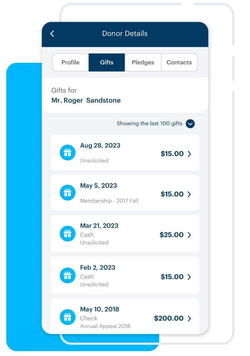 DonorPerfect Mobile App Donor Details
