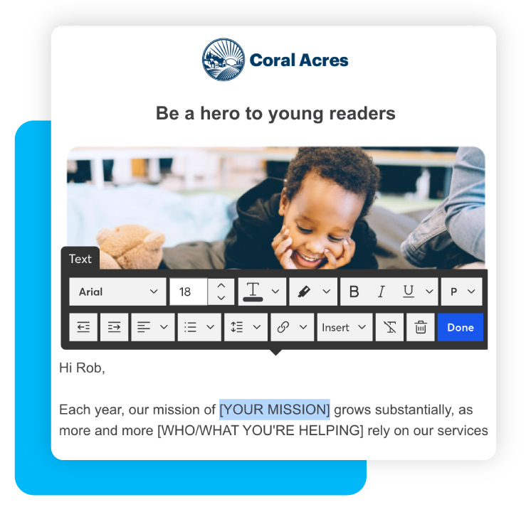 Mock Up of the email editor
