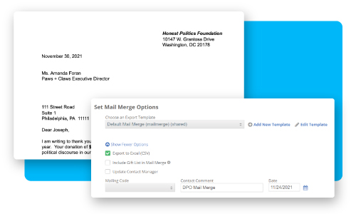 DonorPerfect Mail Merge
