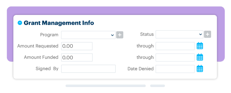 Grant information listed on donor profile