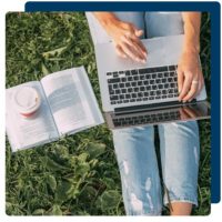 Guest Blog Writer Thumbnail, person on computer writiing