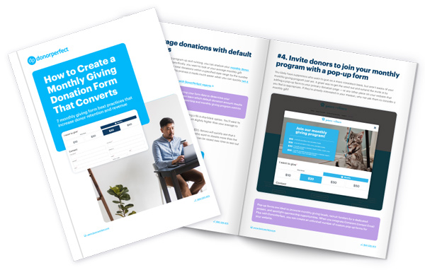 DonorPerfect Resource: Monthly giving guide mockup
