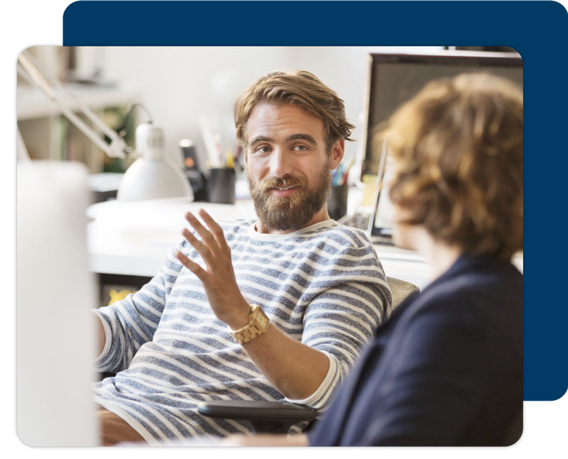 Two nonprofit professionals working together at an office