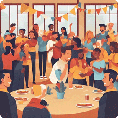 An image of a fundraising event generated by Artificial Intelligence. 