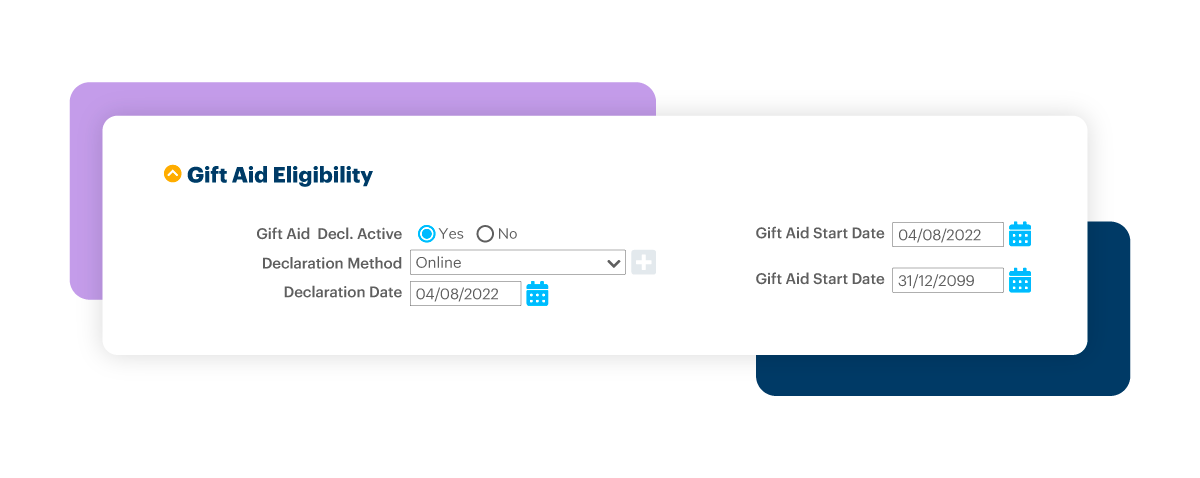 Gift Aid Eligibility screen