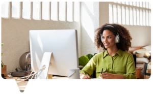 Woman looking at computer monitor